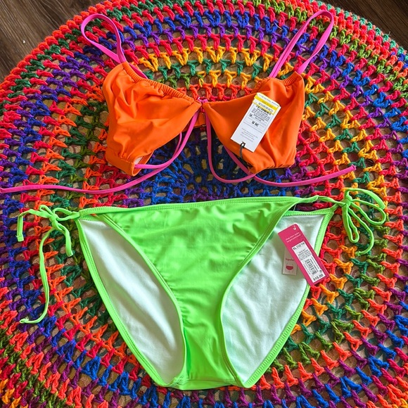 36B neon top and xhilaration XL neon bottoms - Picture 1 of 9
